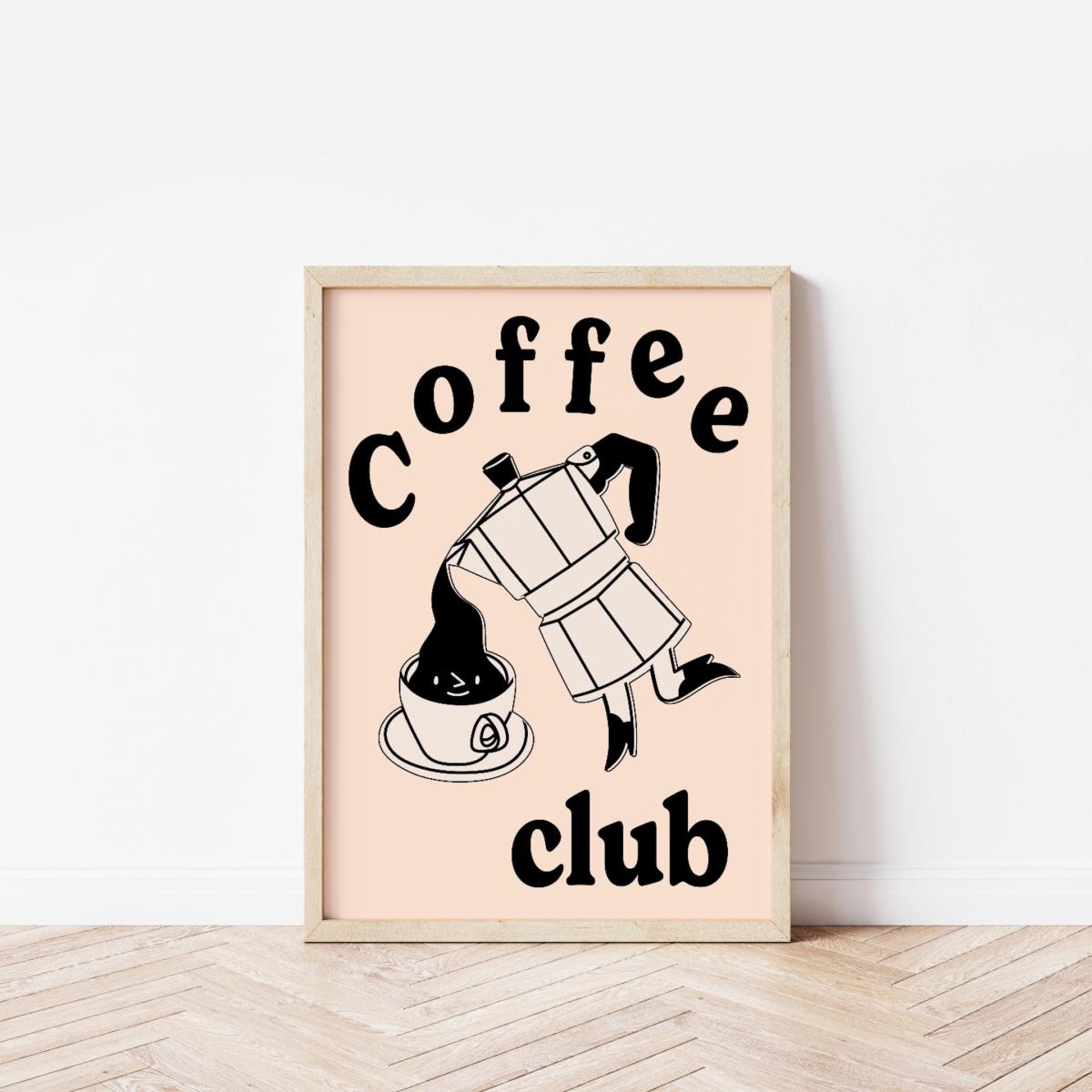 Neutrals A3 Cream Coffee Club Print Sofe Store – image 2