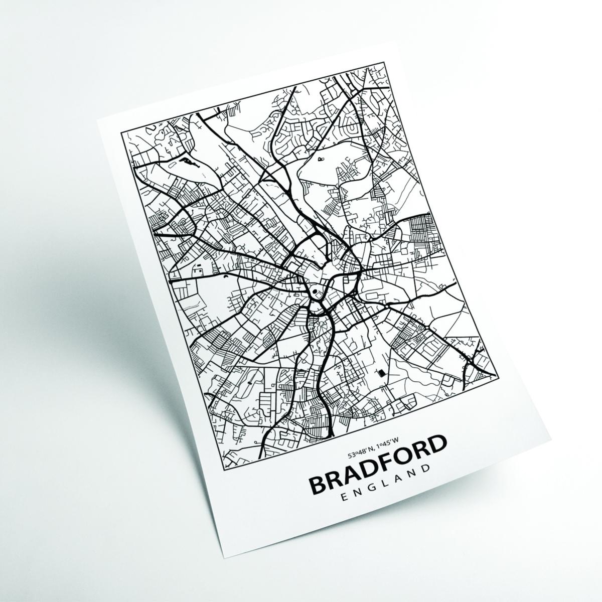 Black Map Of Bradfod Large Stanley Print House – image 2
