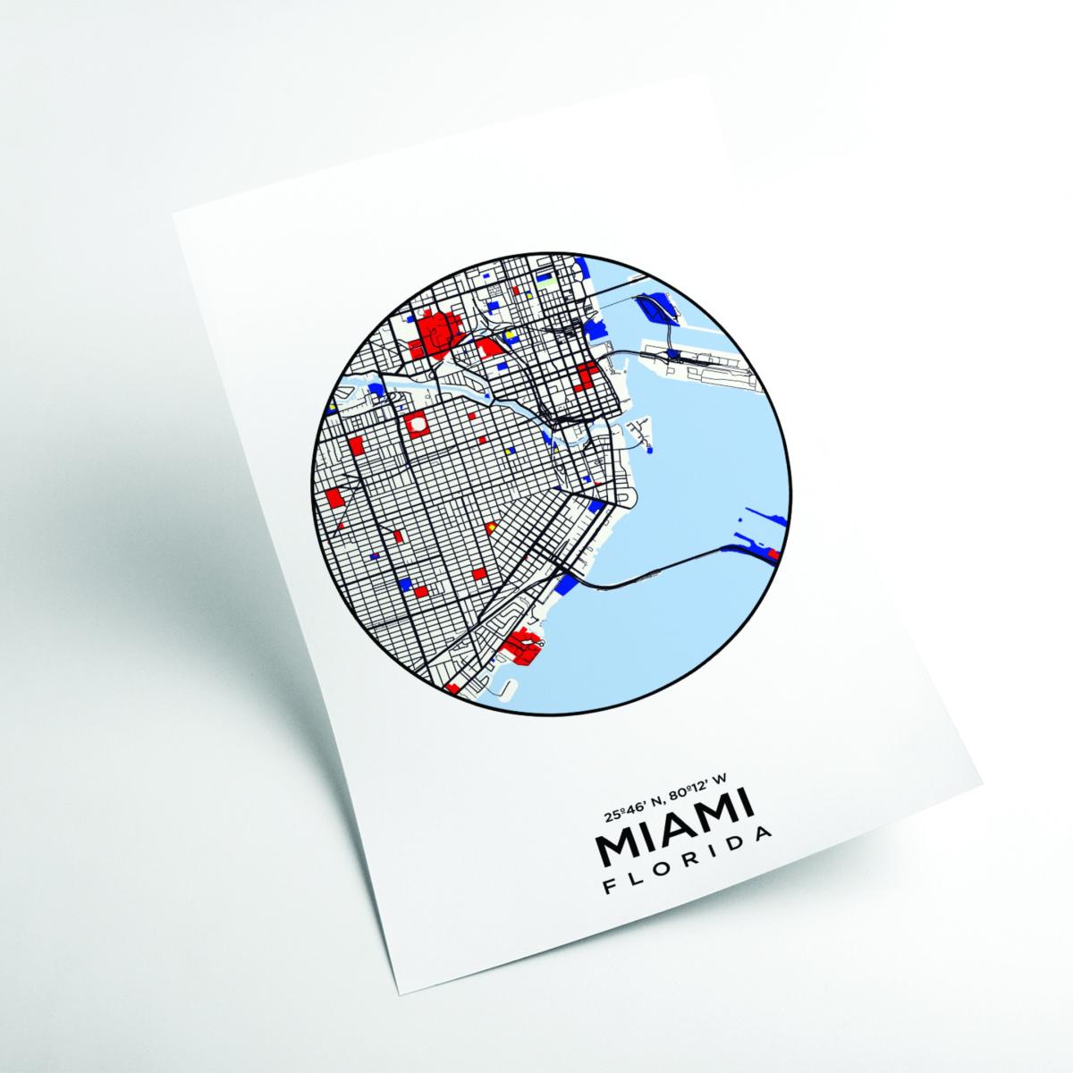 Blue Map Of Miami Florida 1 A1 594 X 841Mm Stanley Print House – image 2