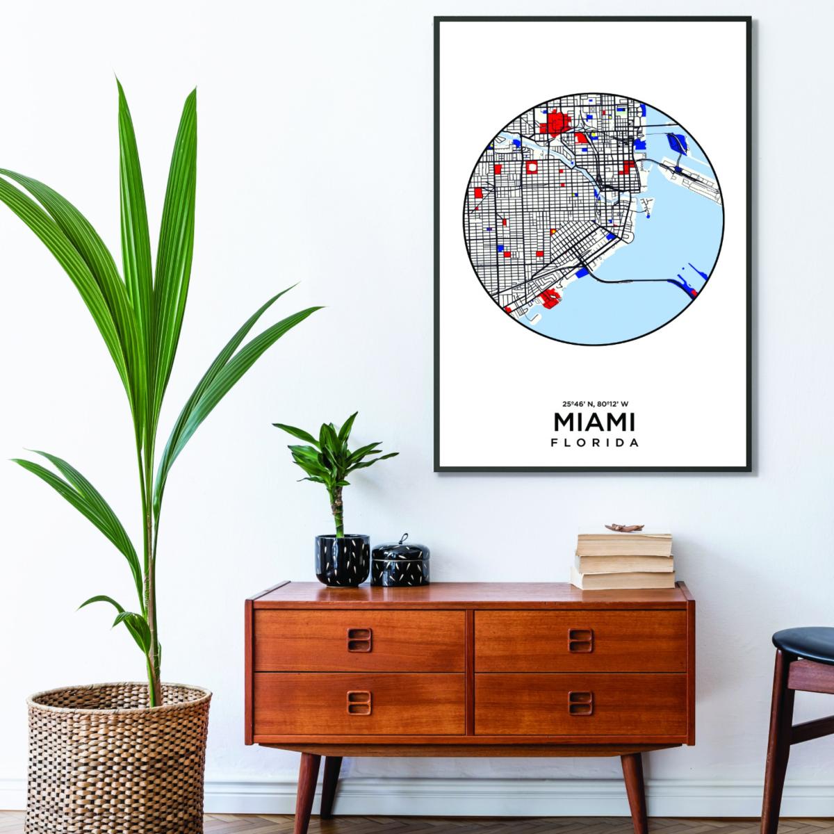 Blue Map Of Miami Florida 1 A1 594 X 841Mm Stanley Print House – image 3