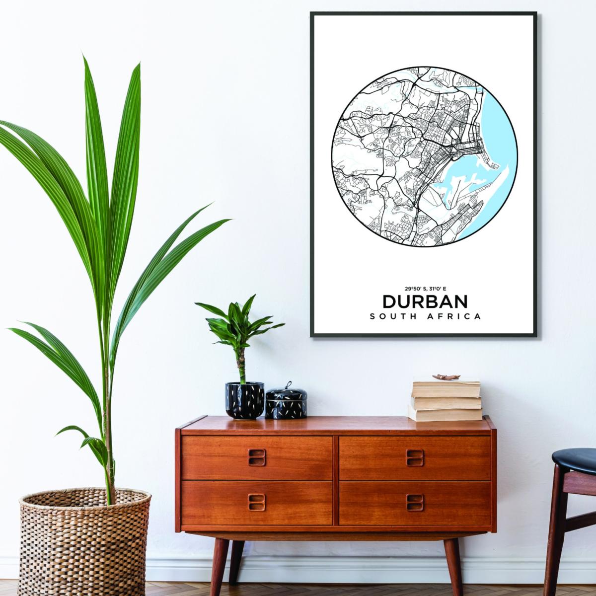 Blue Map Of Durban A4 210 X 297Mm Stanley Print House – image 3