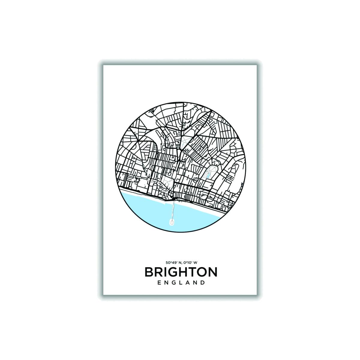 Blue Map Of Brighton A3 297 X 420Mm Stanley Print House – image 1