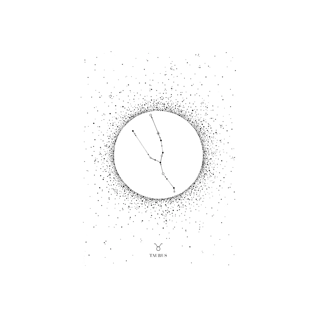 Black 'Taurus Star Sign' - Fine Art Print A4 Emily Carter