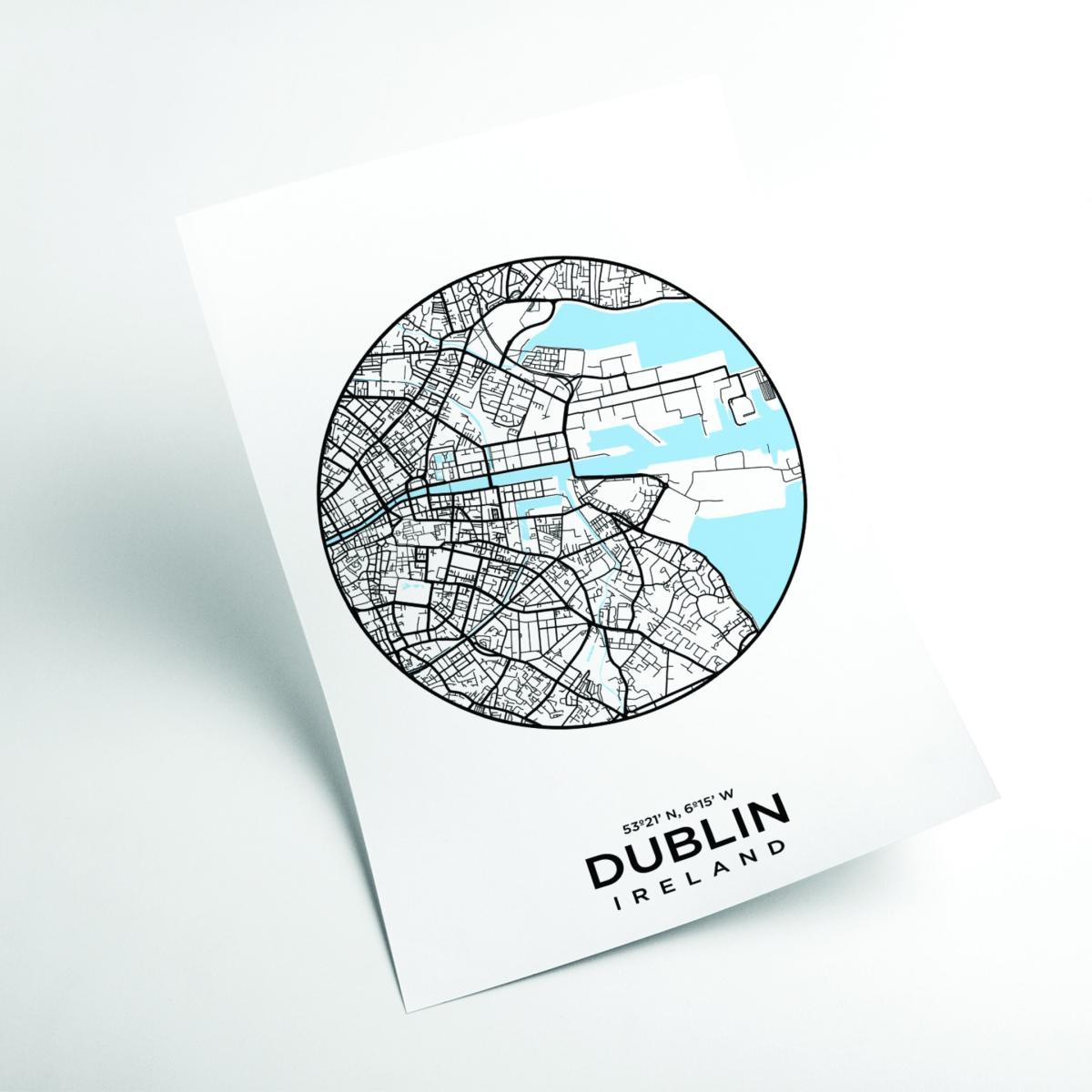 Blue Map Of Dublin A3 297 X 420Mm Stanley Print House – image 2