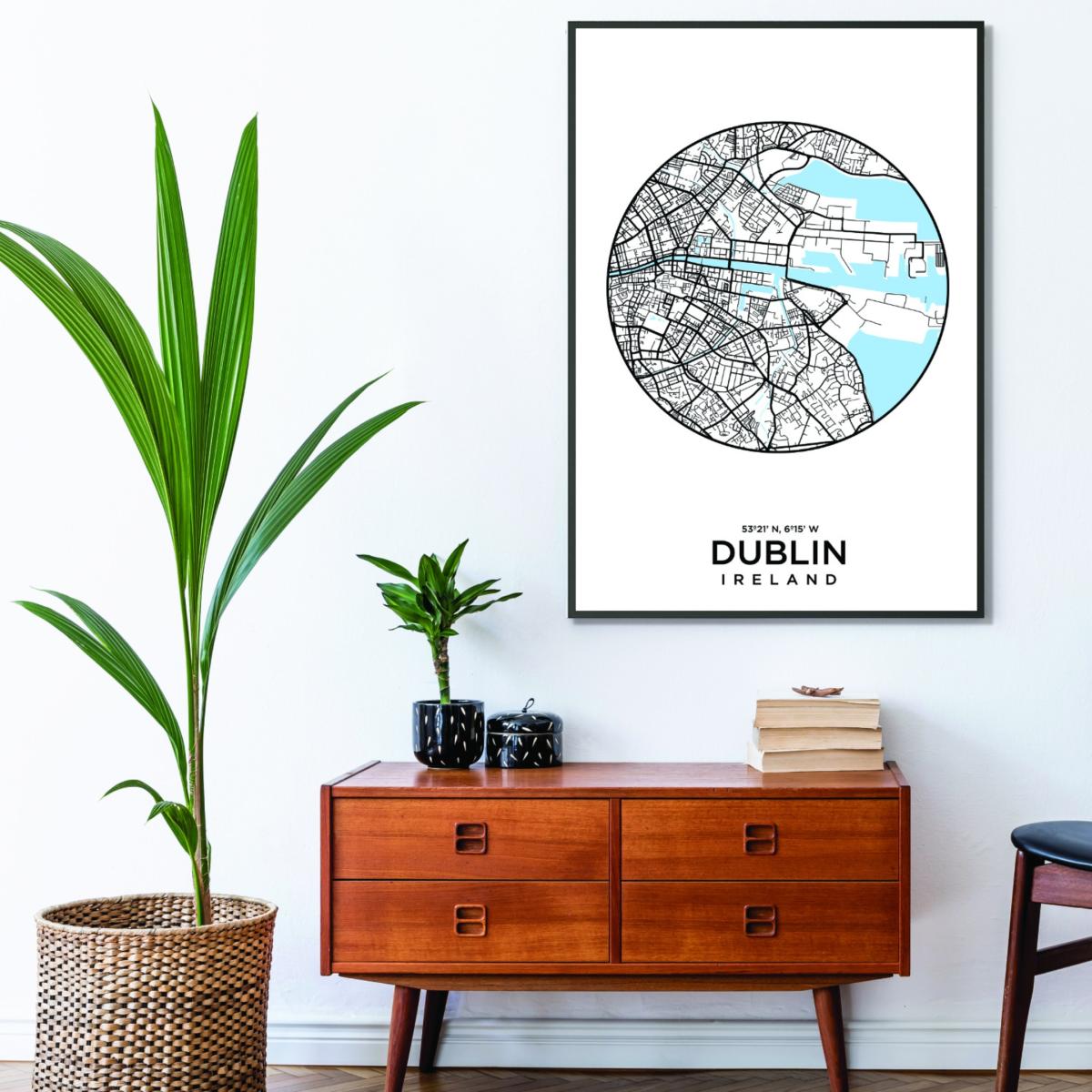 Blue Map Of Dublin A3 297 X 420Mm Stanley Print House – image 3