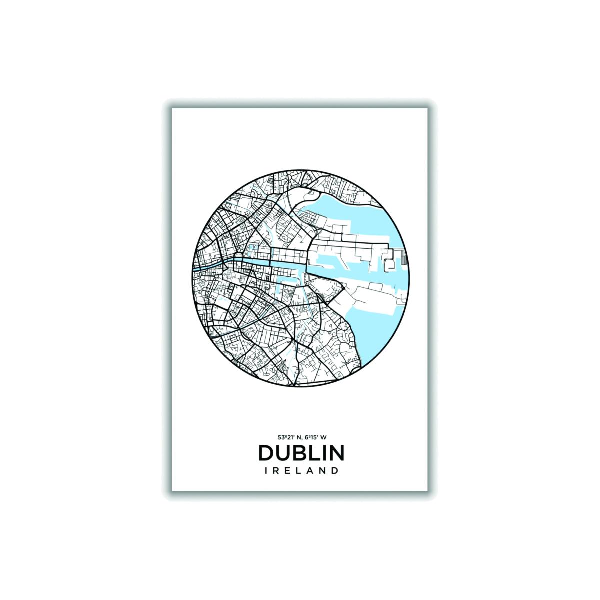 Blue Map Of Dublin A3 297 X 420Mm Stanley Print House – image 1