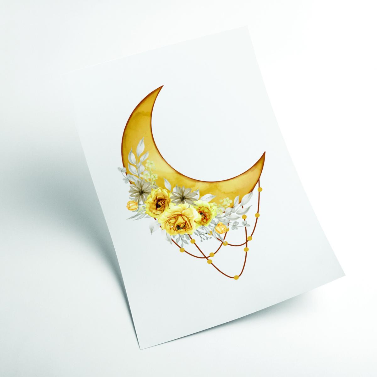 Yellow / Orange Watercolor Moon A1 594 X 841Mm Stanley Print House – image 2