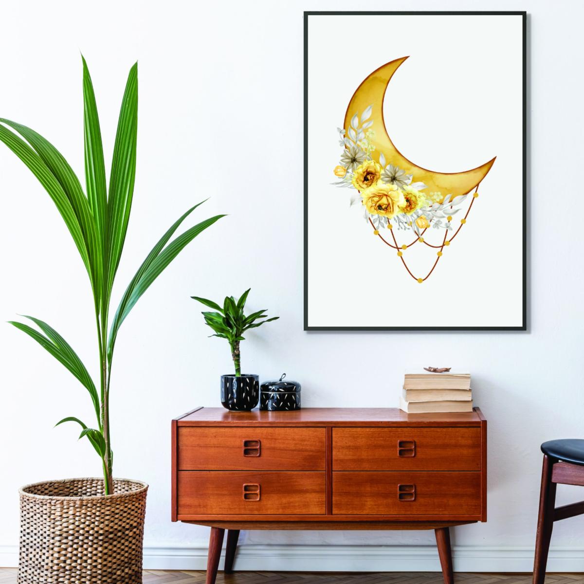 Yellow / Orange Watercolor Moon A1 594 X 841Mm Stanley Print House – image 3
