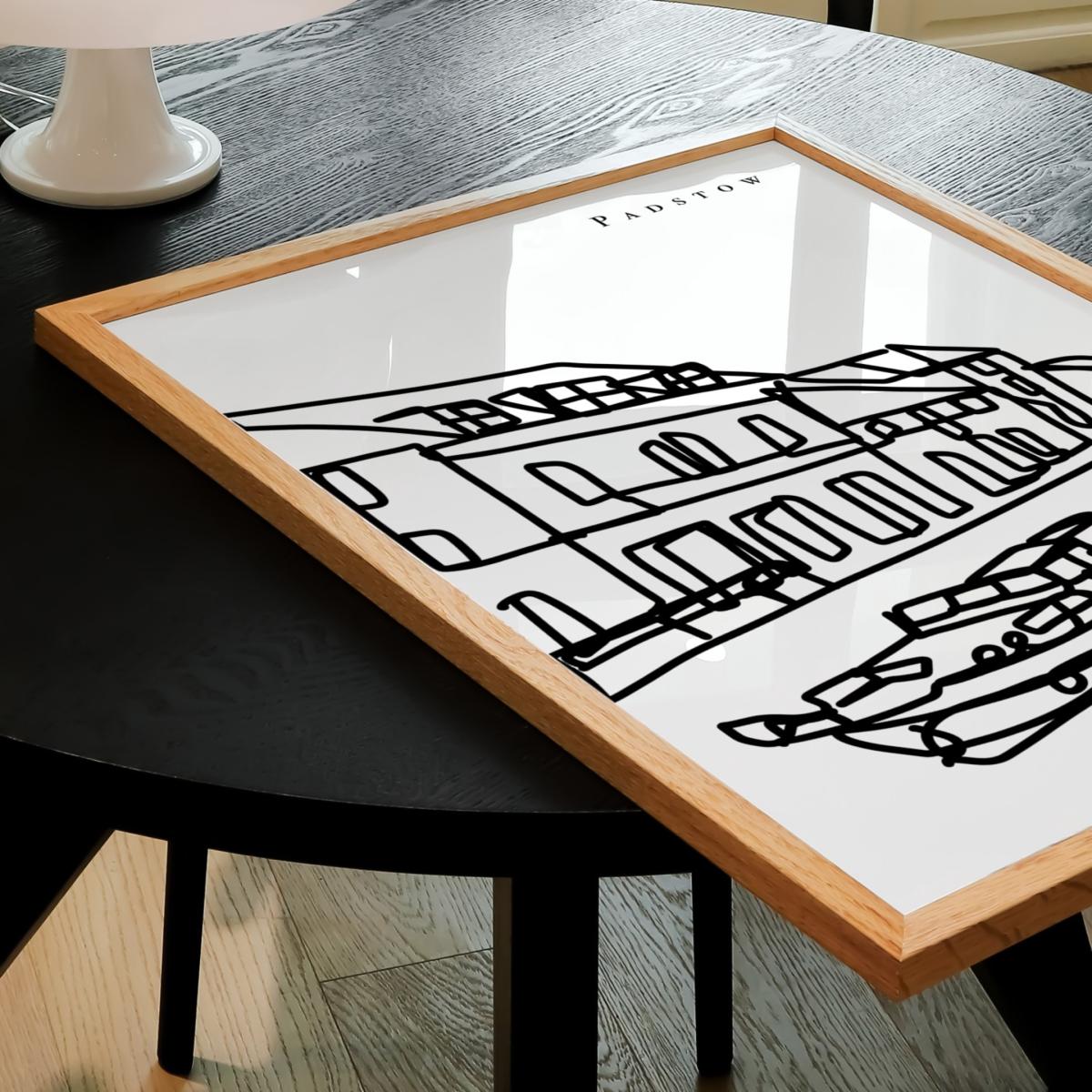 Black / White Padstow Art Print - A3 | A3 | 297 X 420Mm | Natalie Cass Art – image 2