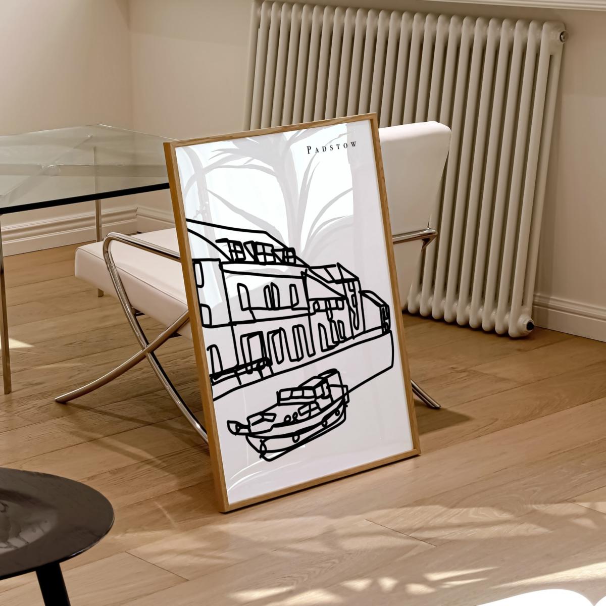 Black / White Padstow Art Print - A3 | A3 | 297 X 420Mm | Natalie Cass Art – image 3