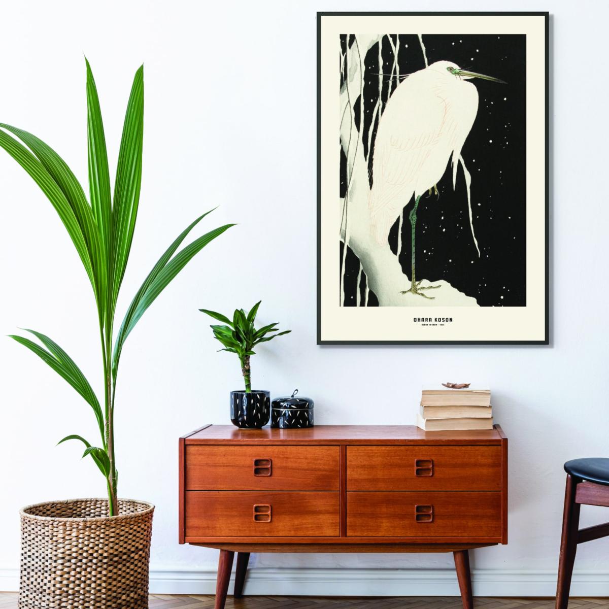 White Ohara Koson - Heron In Snow Medium Stanley Print House – image 3