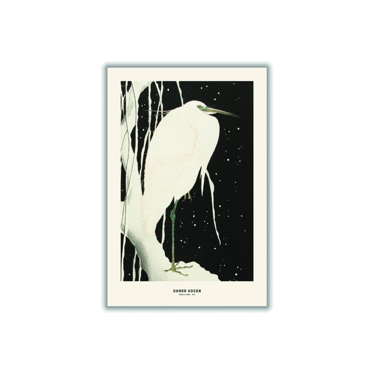 White Ohara Koson - Heron In Snow Medium Stanley Print House – image 1
