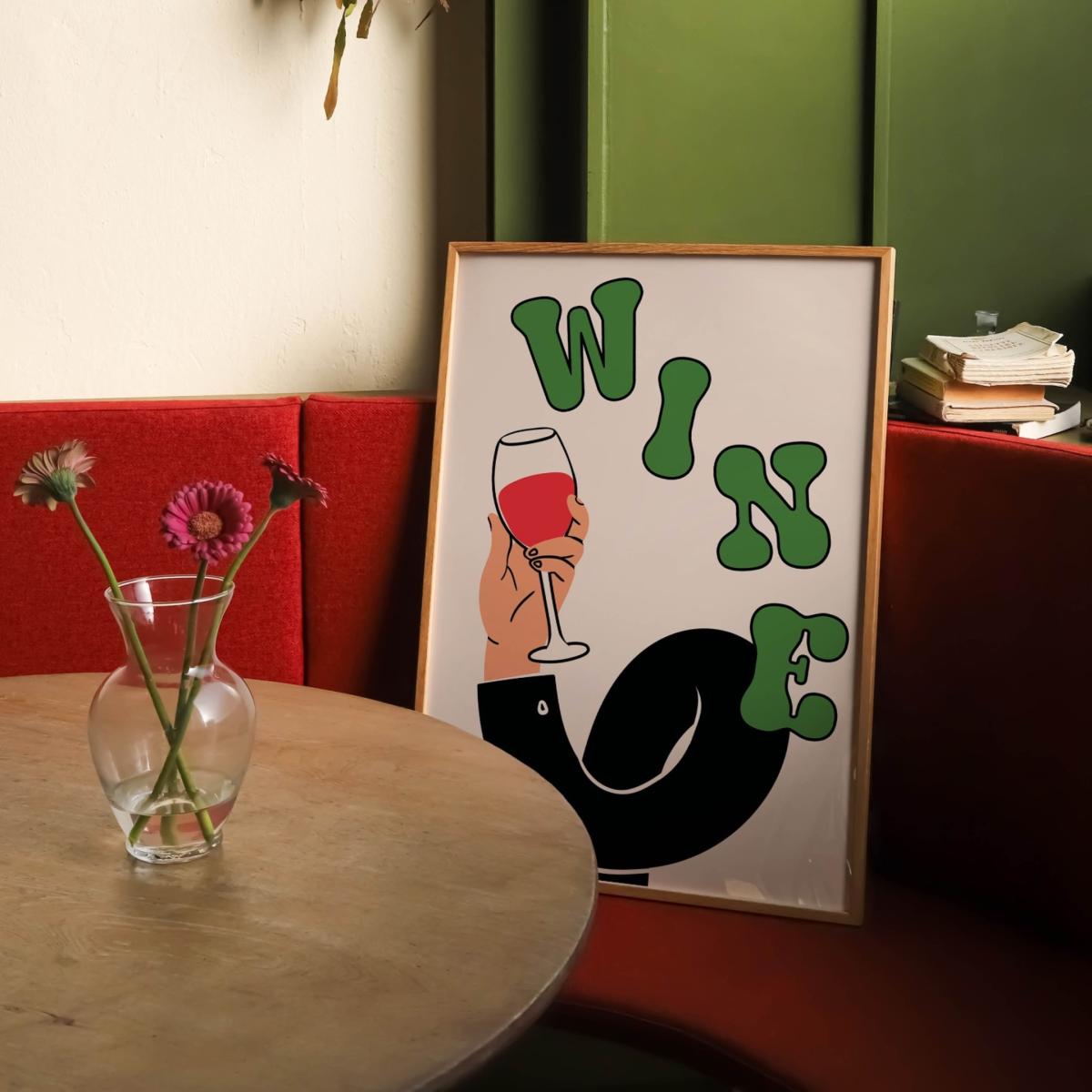 Green / Neutrals A3 Graphic Wine Print Sofe Store – image 4