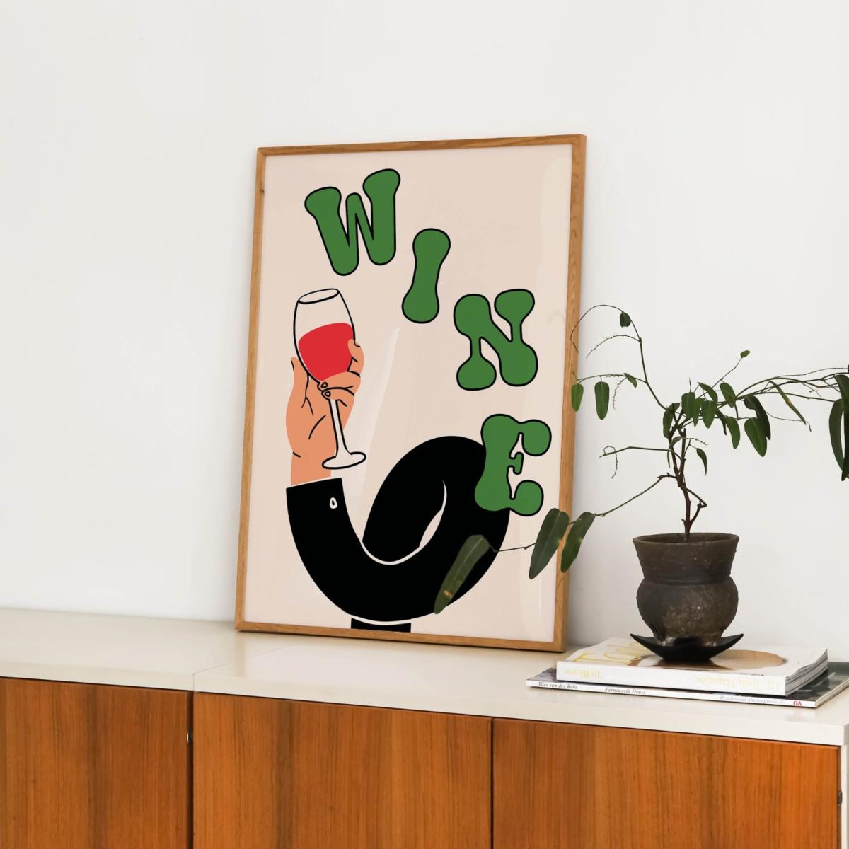 Green / Neutrals A3 Graphic Wine Print Sofe Store – image 5