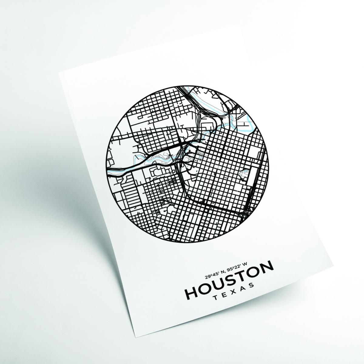 Black Map Of Houston Extra Small Stanley Print House – image 2