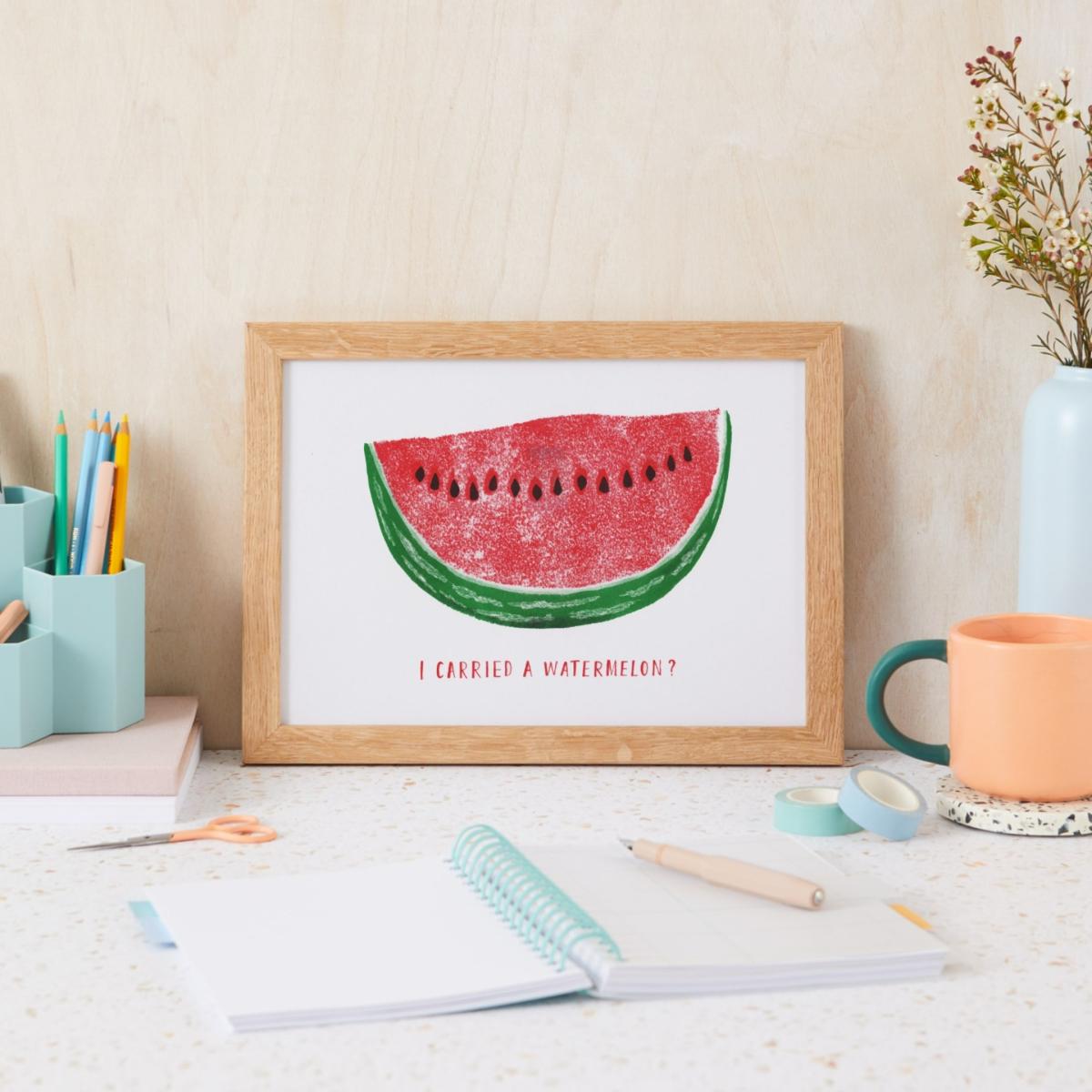 Green / Black / Red I Carried A Watermelon Risograph Print A4 210 X 297Mm Rosa & Clara Designs – image 2