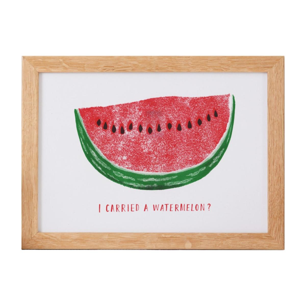 Green / Black / Red I Carried A Watermelon Risograph Print A4 210 X 297Mm Rosa & Clara Designs – image 1