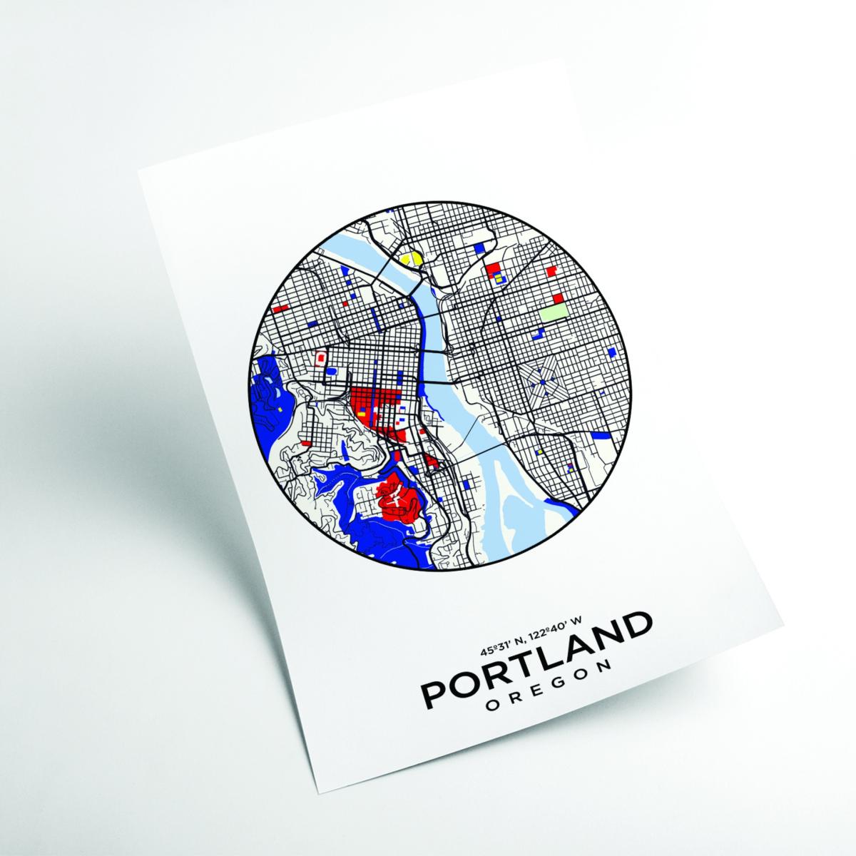 Blue Map Of Portland 1 A3 297 X 420Mm Stanley Print House – image 2