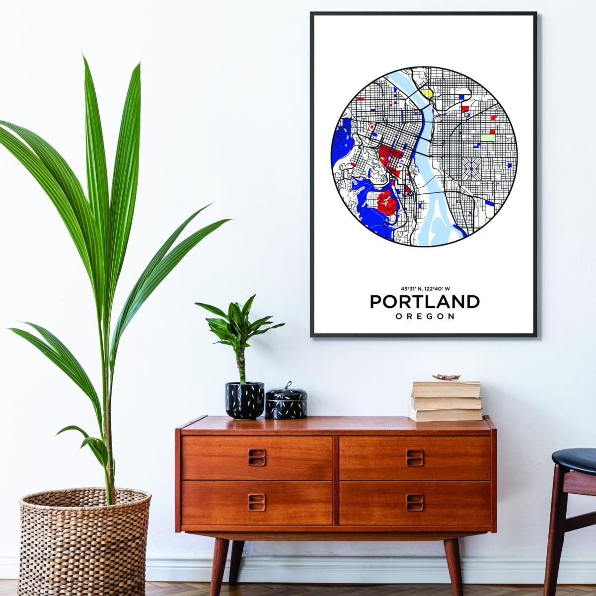 Blue Map Of Portland 1 A3 297 X 420Mm Stanley Print House – image 3