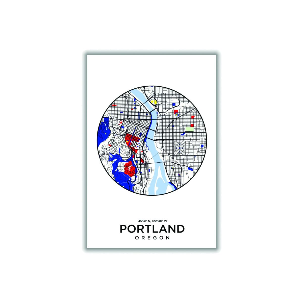 Blue Map Of Portland 1 A3 297 X 420Mm Stanley Print House – image 1