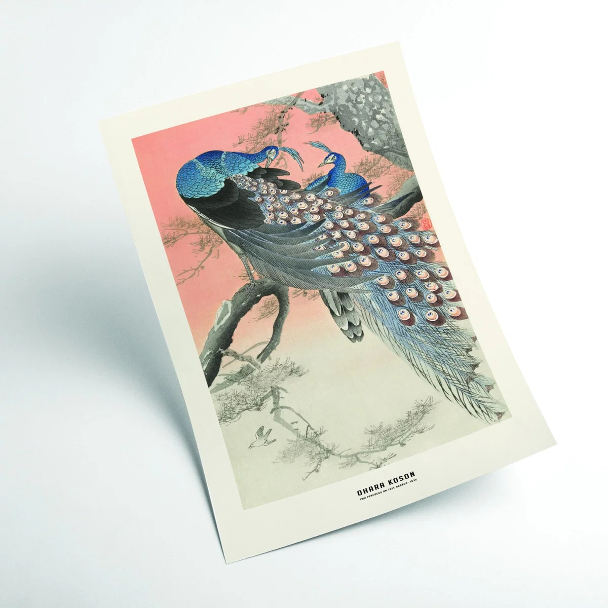 Blue Ohara Koson - Two Peacocks On Tree Branch Medium Stanley Print House – image 2