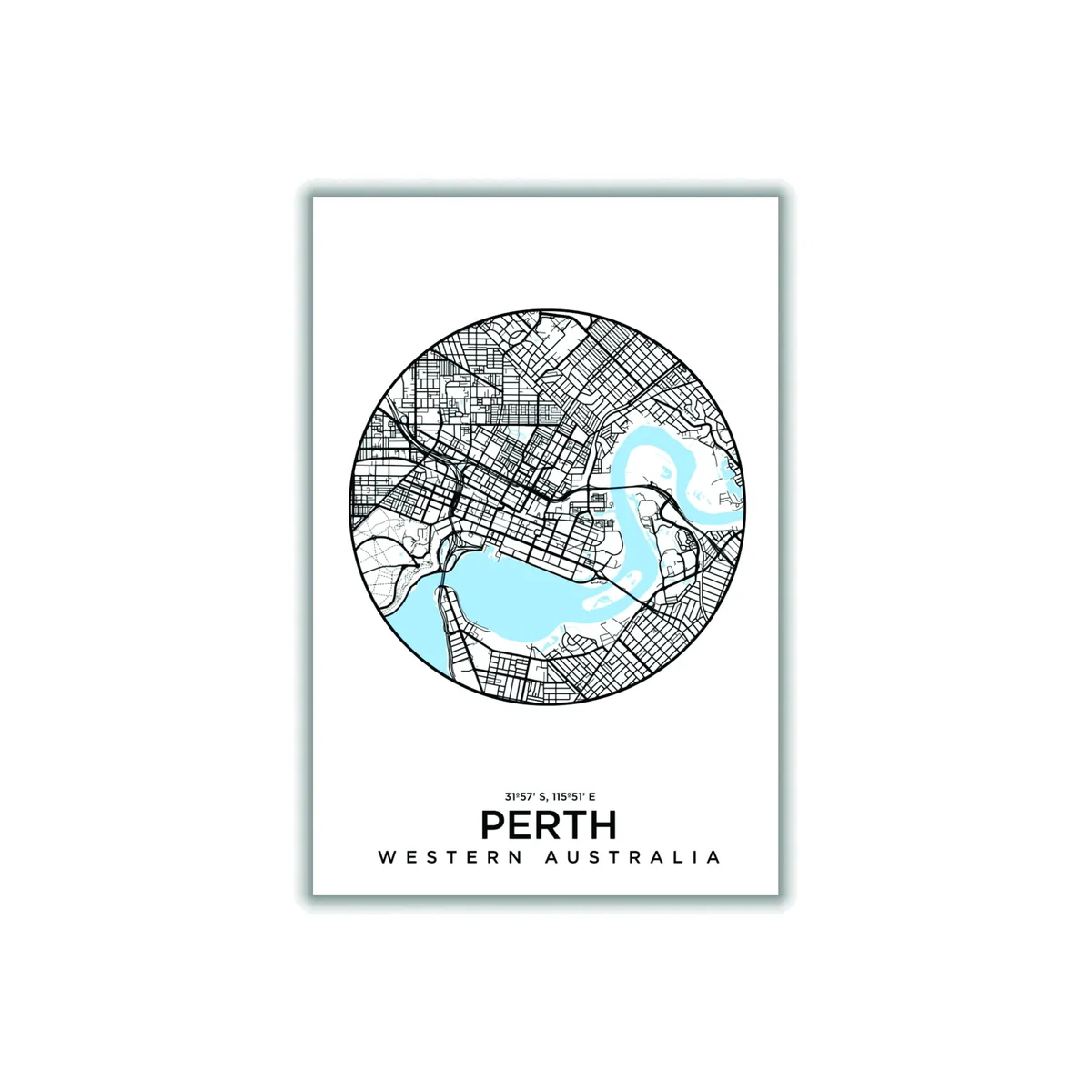 Blue Map Of Perth Medium Stanley Print House – image 1