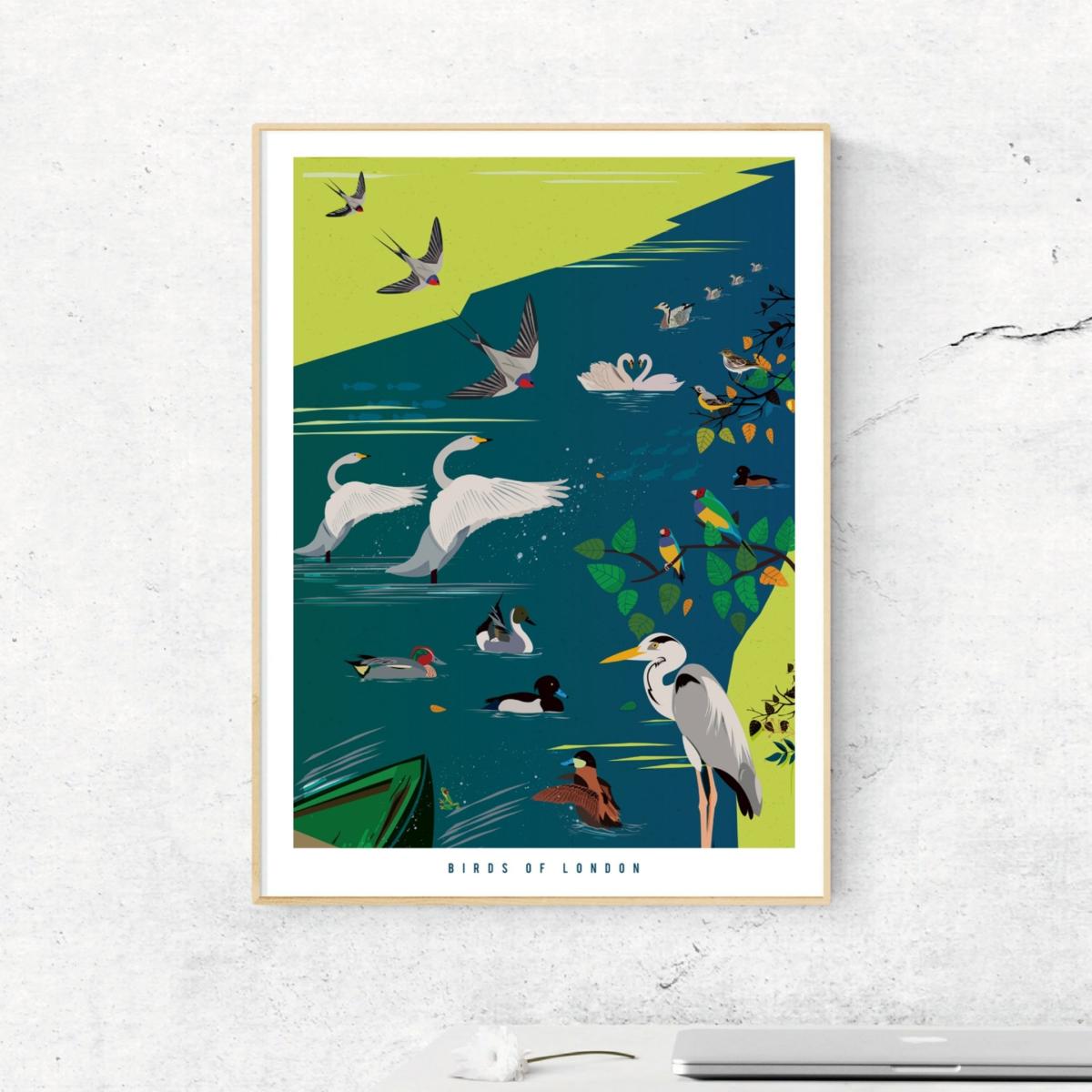 Birds Of London Illustrated Art Print A3 297 X 420Mm Eye for London Prints – image 2