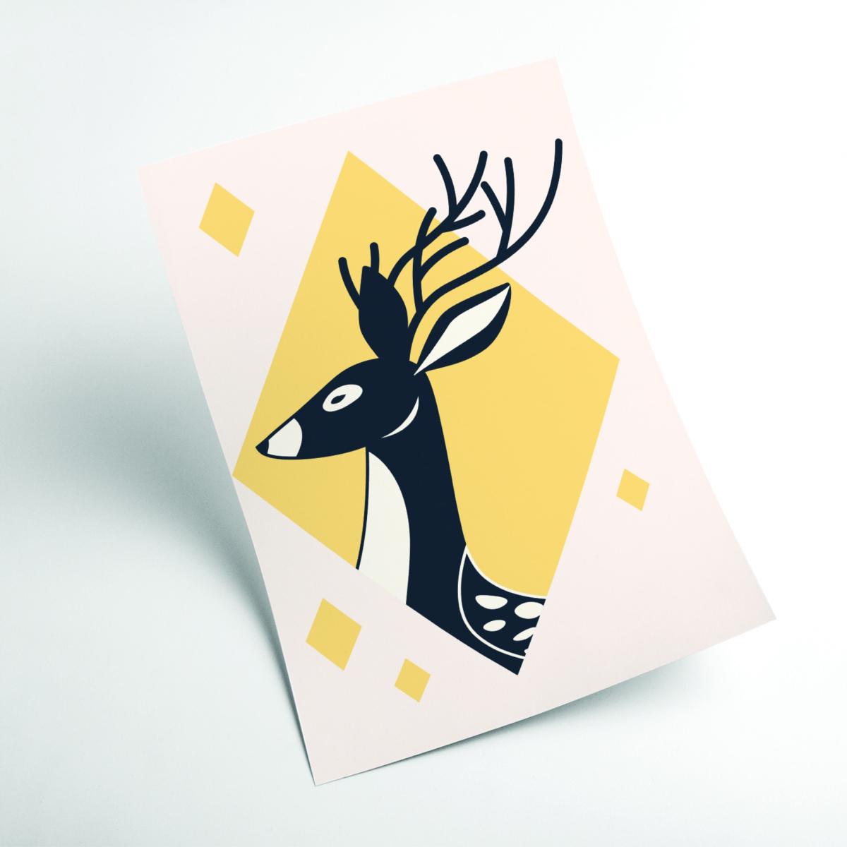 Yellow / Orange Abstract Deer #3 A4 210 X 297Mm Stanley Print House – image 2