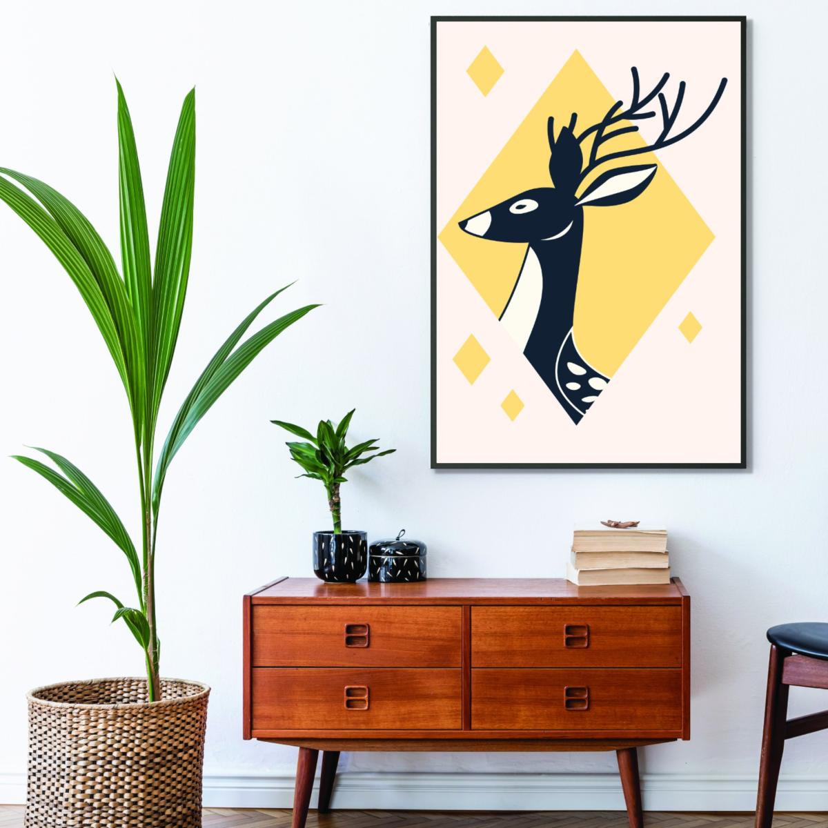 Yellow / Orange Abstract Deer #3 A4 210 X 297Mm Stanley Print House – image 3