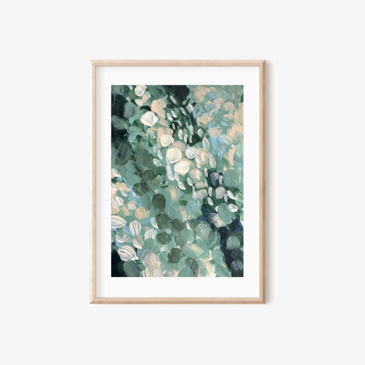 Blue / Neutrals / Green Summtime Blooms Abstract Print A3 297 X 420Mm Emily M Art & Design – image 1
