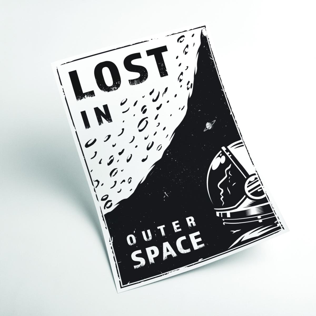 Black Lost In Outer Space A3 297 X 420Mm Stanley Print House – image 2