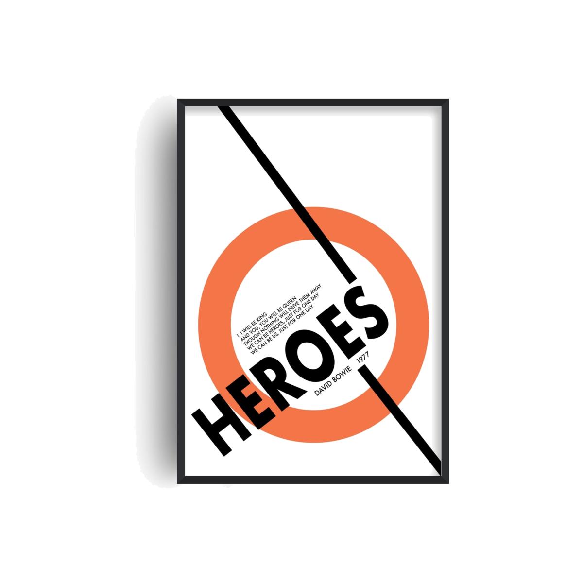 Heroes David Bowie Inspired Retro Giclée Art Print A2 420 X 594Mm Fanclub – image 1
