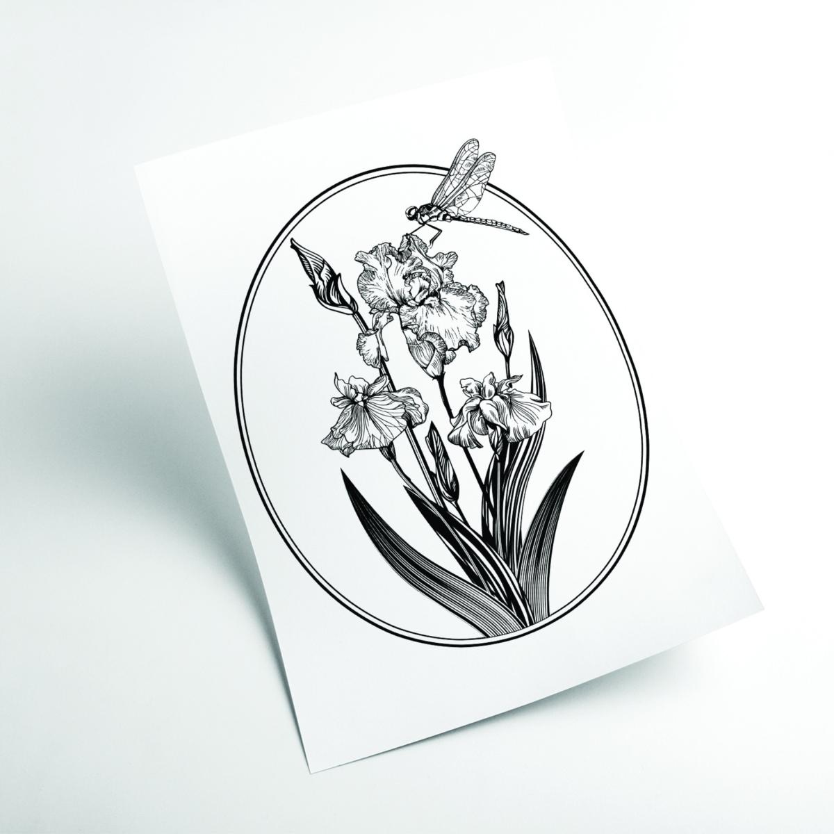 Grey Vintage Beautiful Flower A2 420 X 594Mm Stanley Print House – image 2