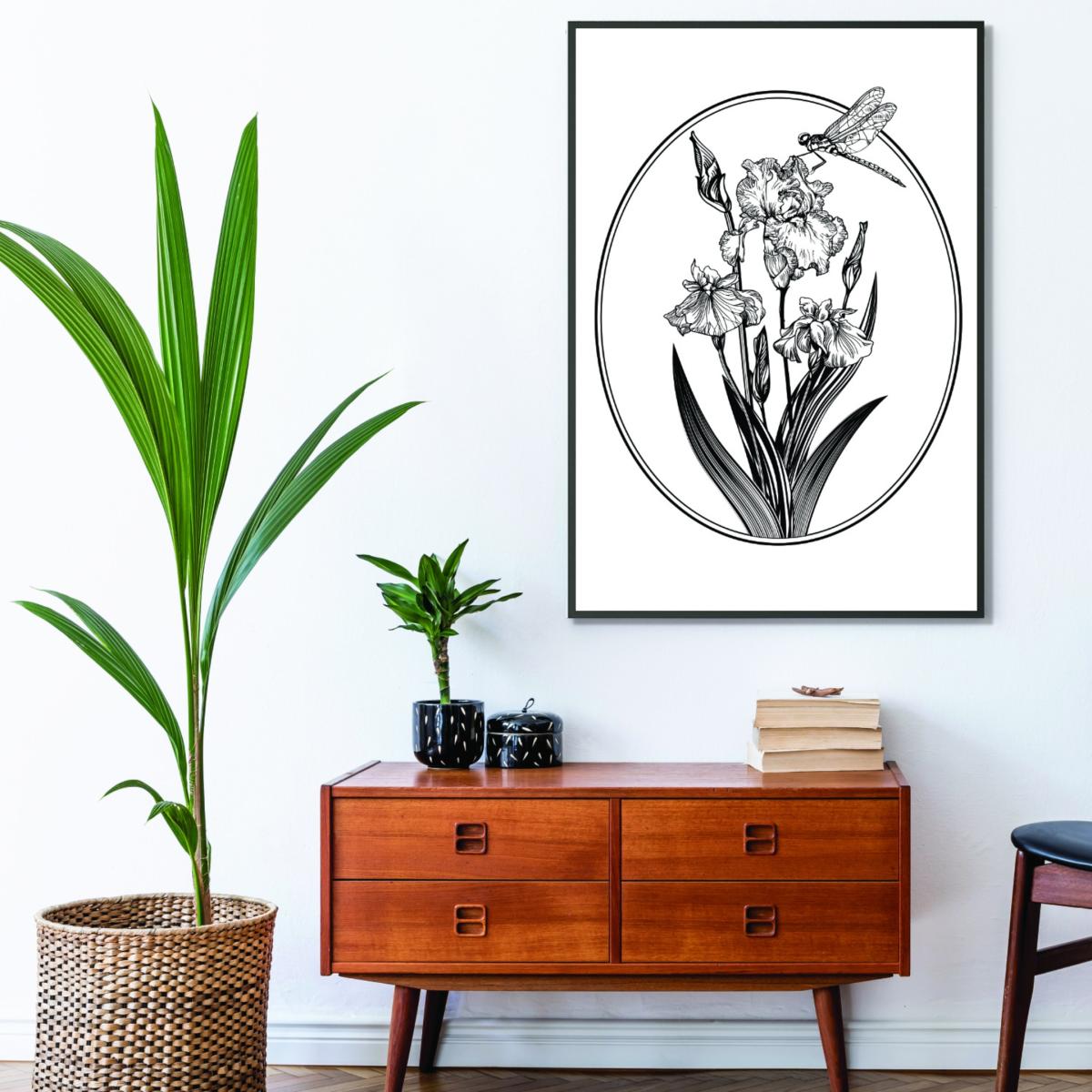 Grey Vintage Beautiful Flower A2 420 X 594Mm Stanley Print House – image 3