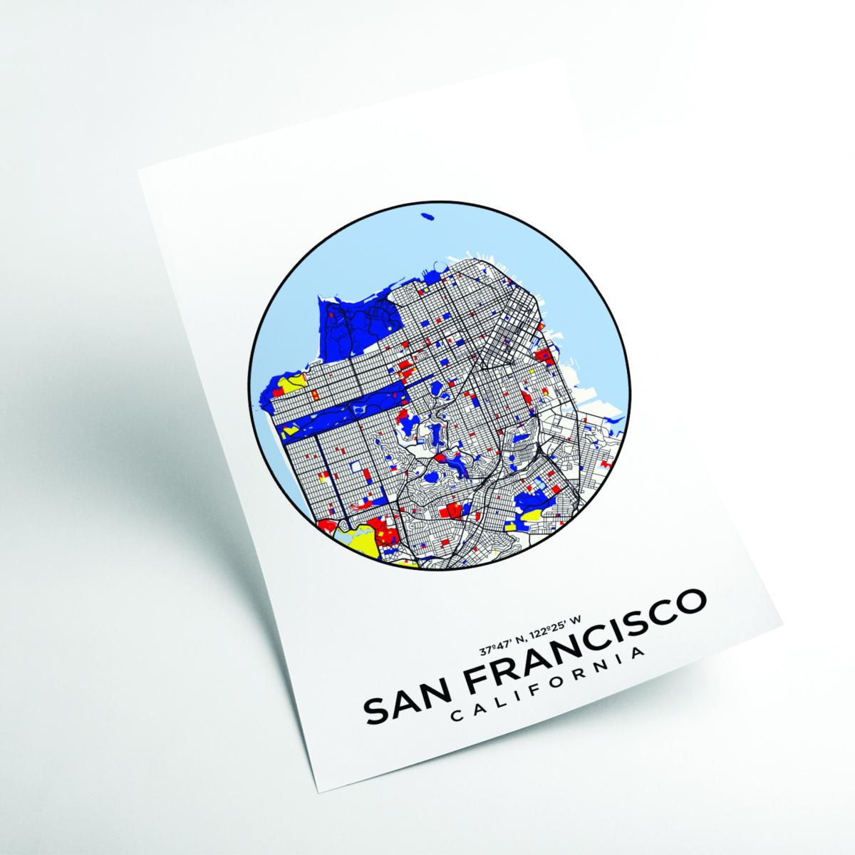 Blue Map Of San Fran A2 420 X 594Mm Stanley Print House – image 2