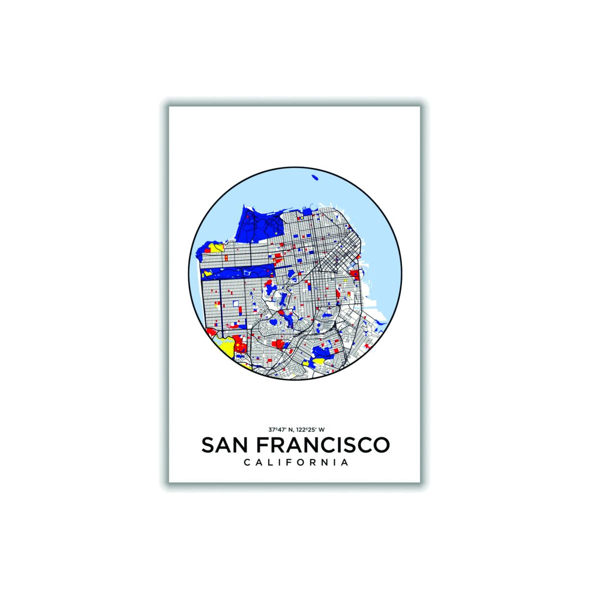 Blue Map Of San Fran A2 420 X 594Mm Stanley Print House – image 1