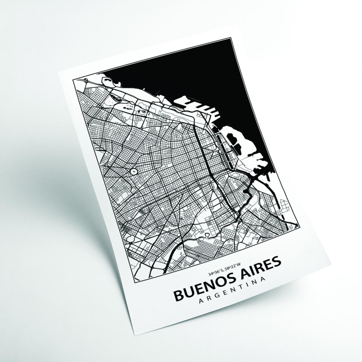 Black Map Of Buenos Aires A1 594 X 841Mm Stanley Print House – image 2