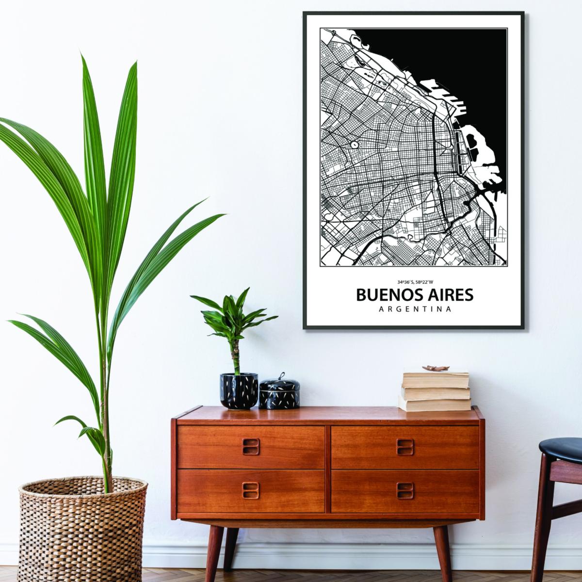 Black Map Of Buenos Aires A1 594 X 841Mm Stanley Print House – image 3