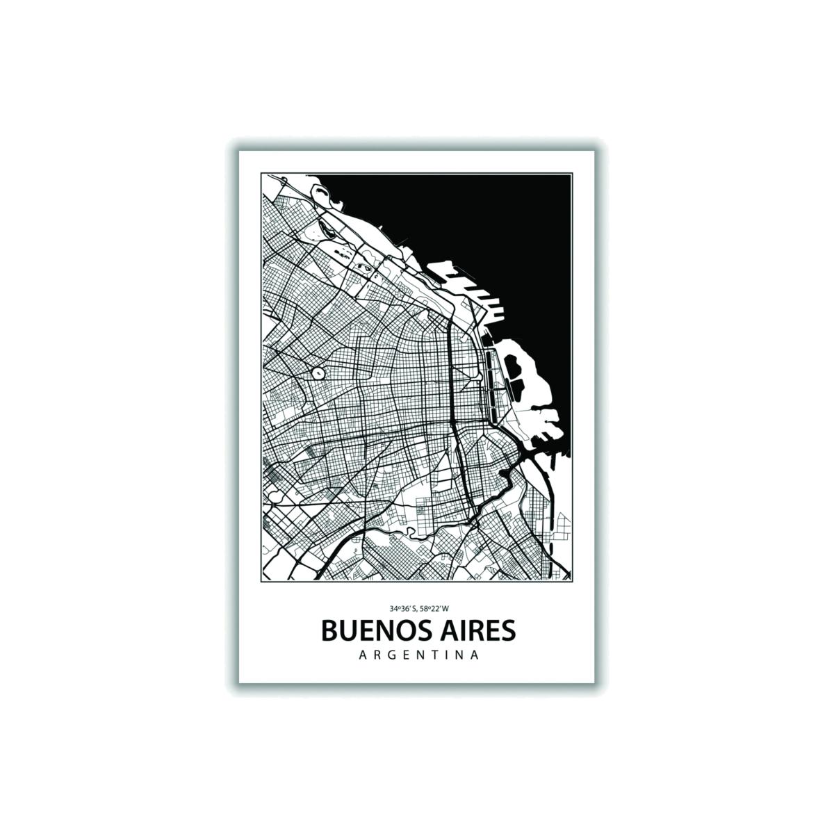 Black Map Of Buenos Aires A1 594 X 841Mm Stanley Print House – image 1