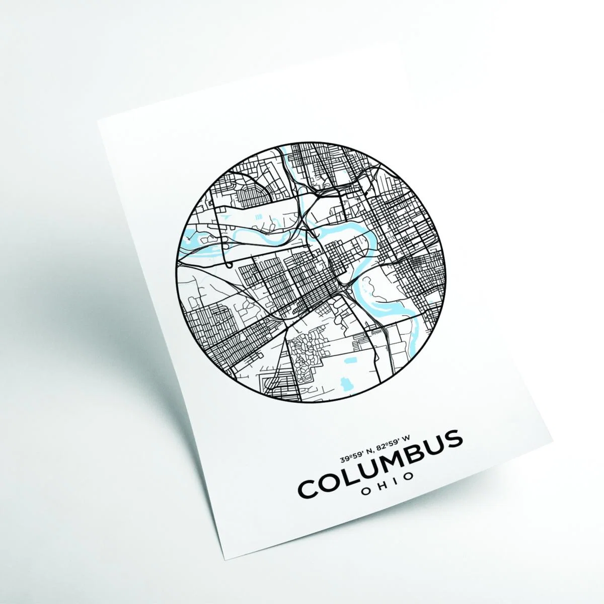 Black Map Of Columbus A2 420 X 594Mm Stanley Print House – image 2