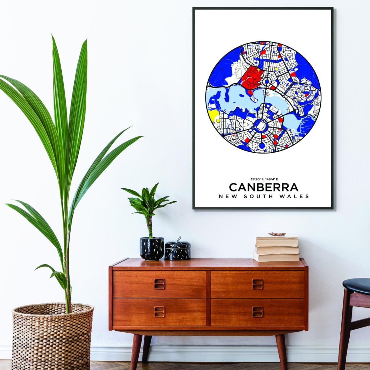 Blue Map Of Canberra New South Wales A4 210 X 297Mm Stanley Print House – image 3