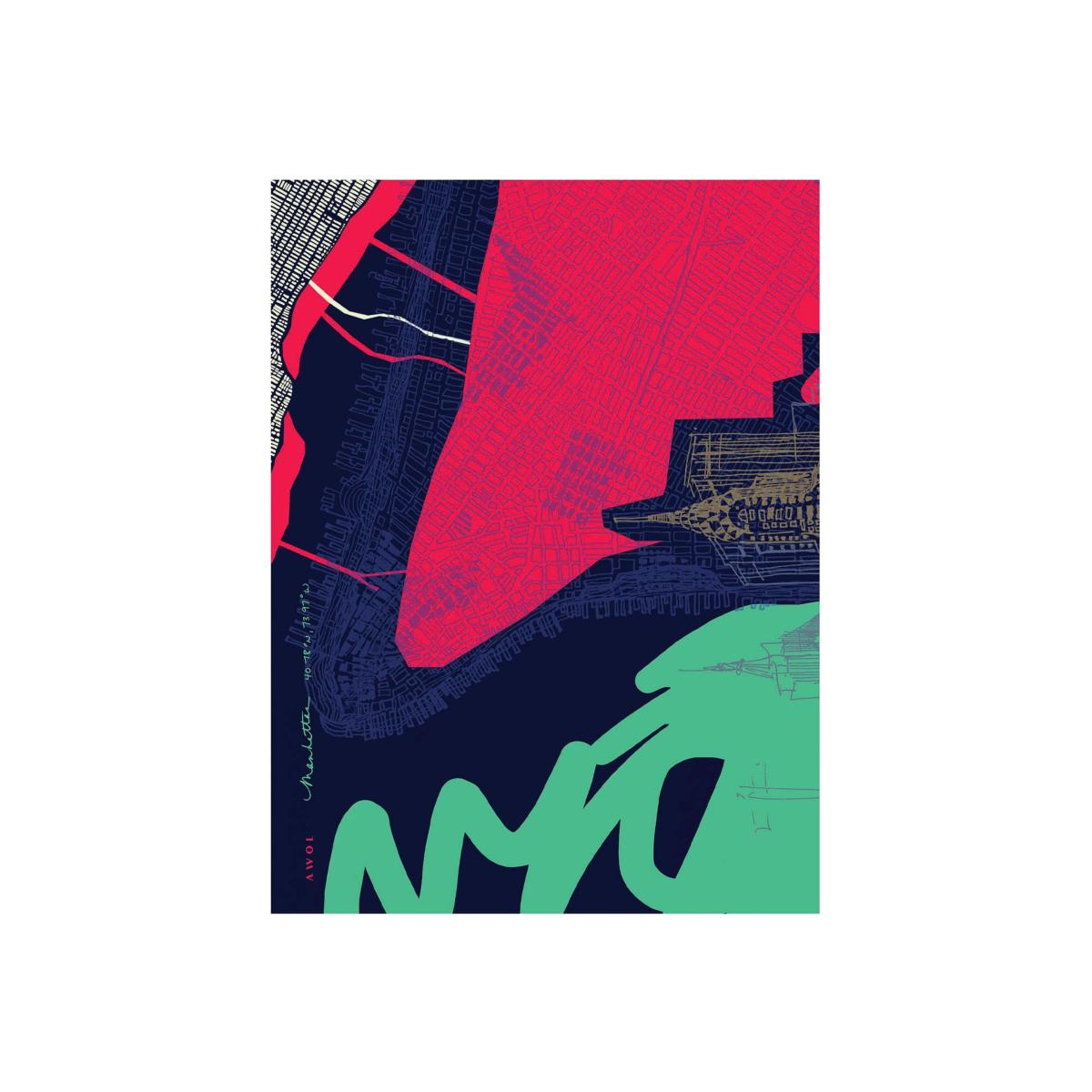Gold / Green / Blue New York City Art Print Awol – image 1
