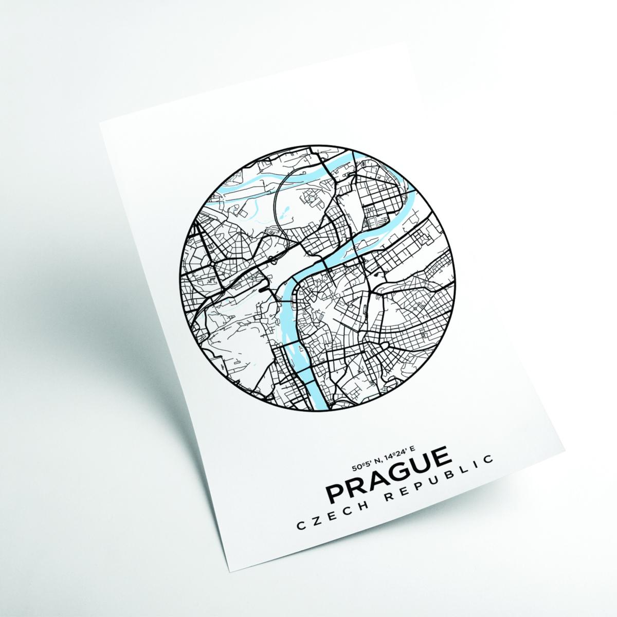 Blue Map Of Prague A1 594 X 841Mm Stanley Print House – image 2