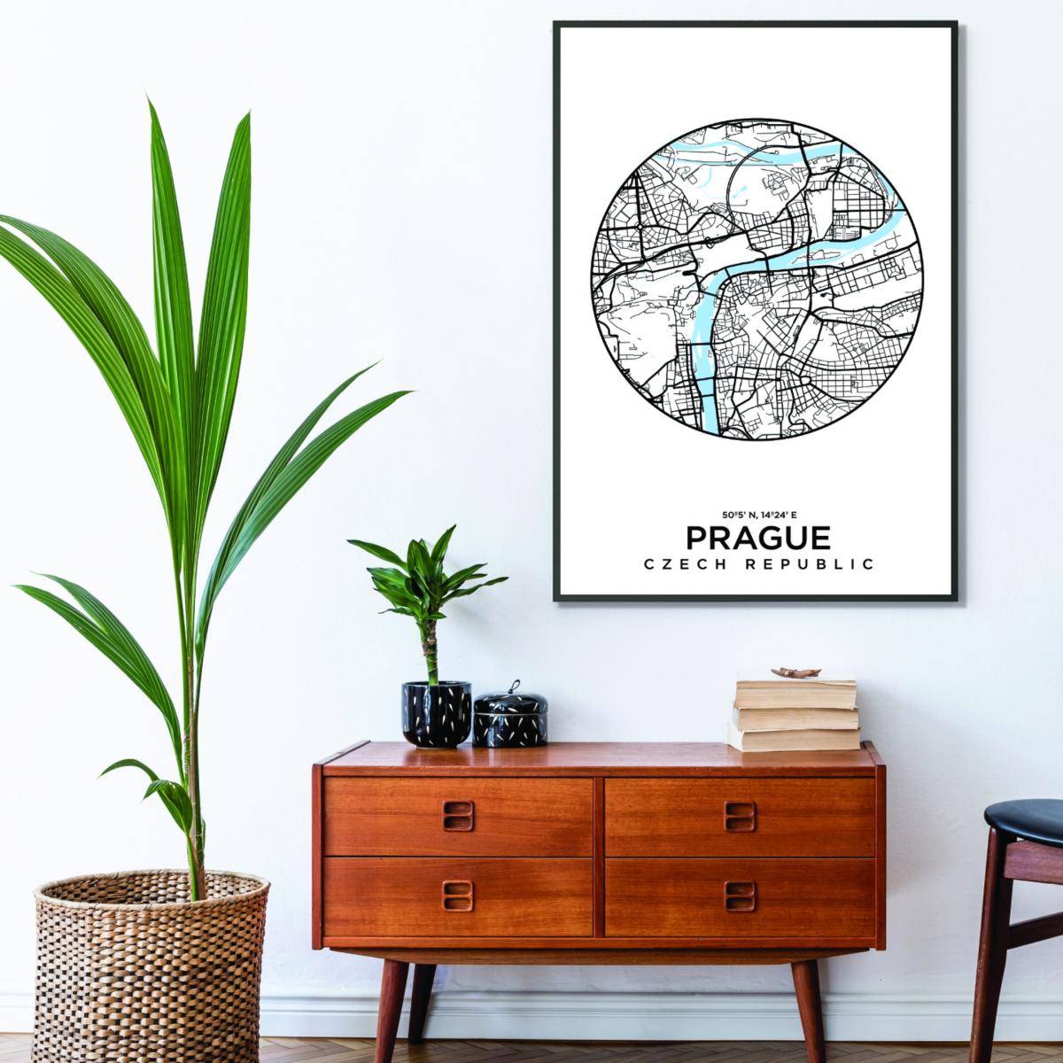 Blue Map Of Prague A1 594 X 841Mm Stanley Print House – image 3