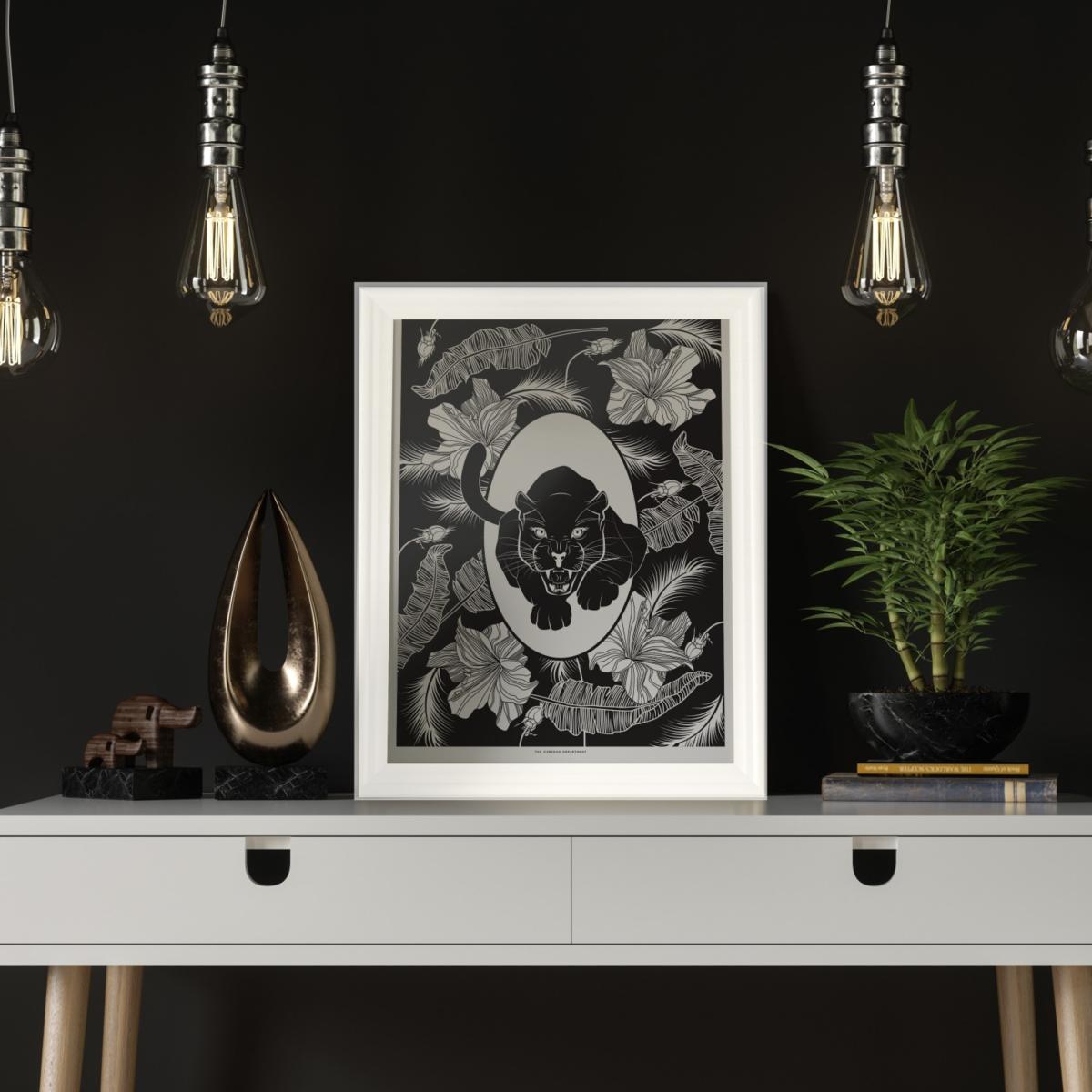 Elemental Panther Print Black & White The Curious Department – image 2