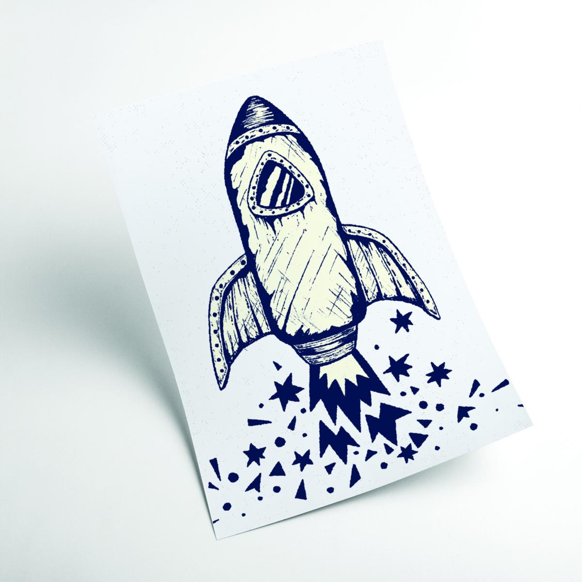 Black 5-4-3-2-1-Blastoff A1 594 X 841Mm Stanley Print House – image 2