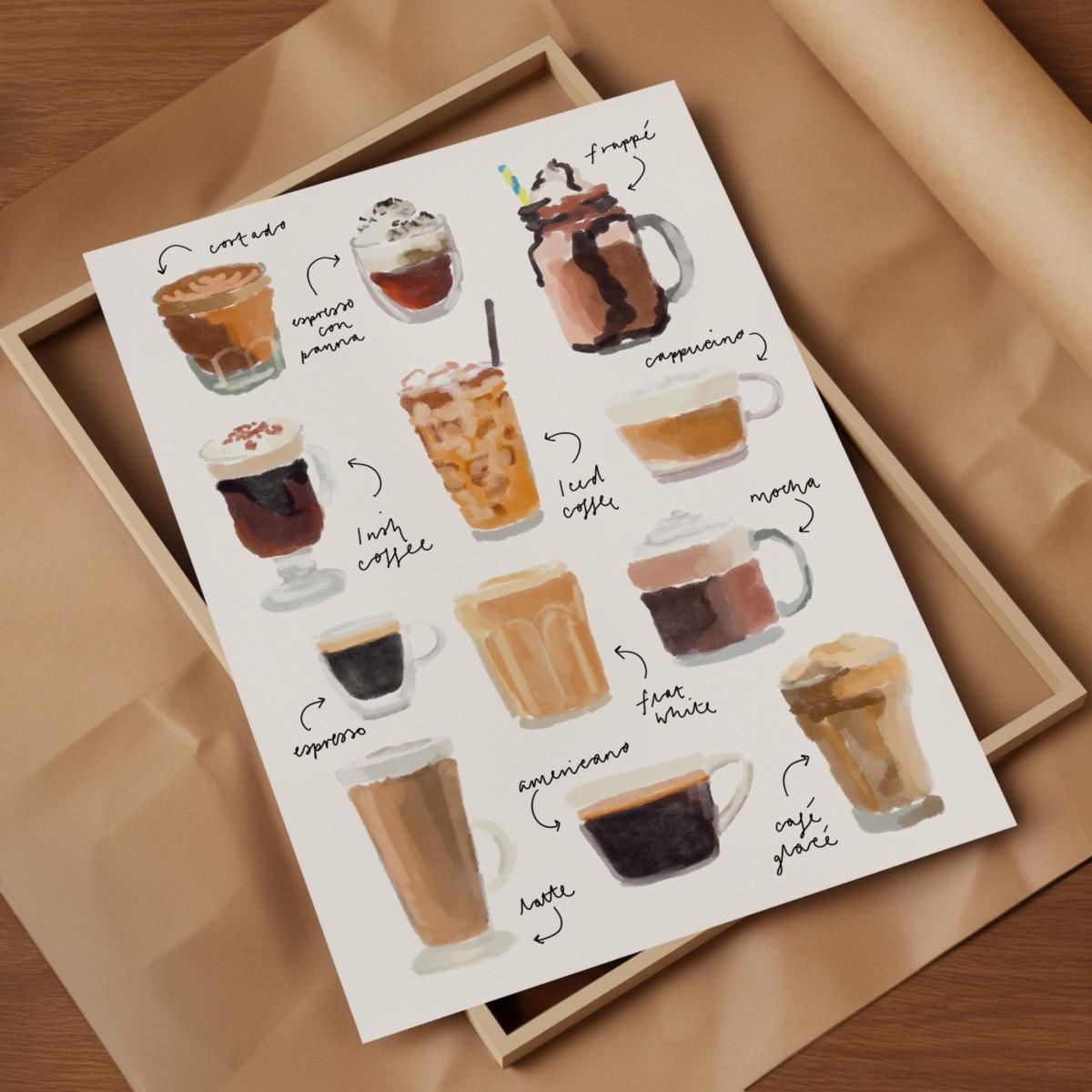 Neutrals Coffee Hand Painted Art Print - A3 Natalie Cass Art – image 3