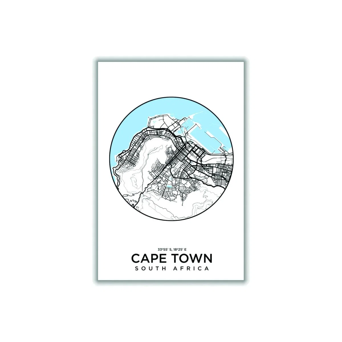 Blue Map Of Cape Town A3 297 X 420Mm Stanley Print House – image 1