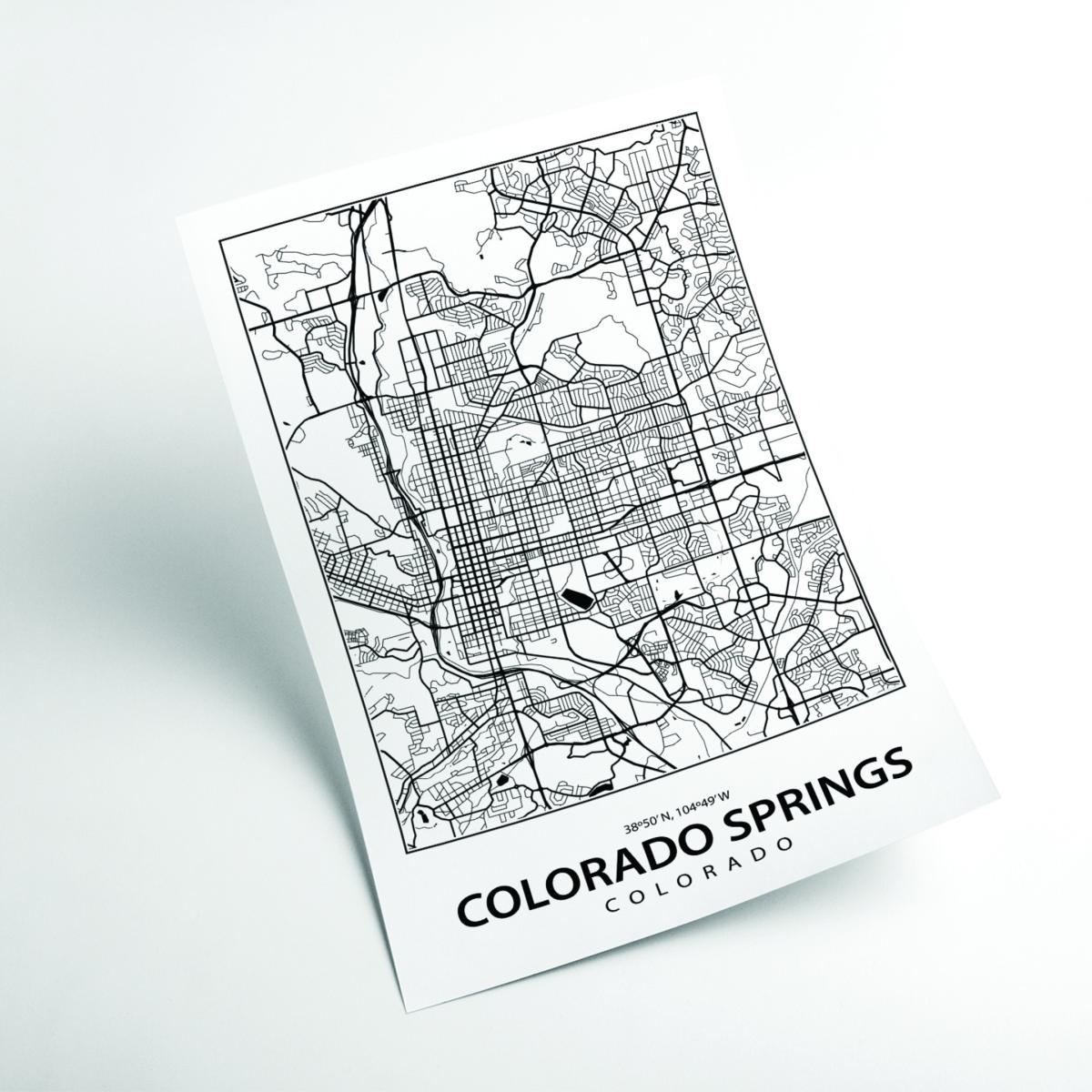 Black Map Of Colorado Springs A2 420 X 594Mm Stanley Print House – image 2