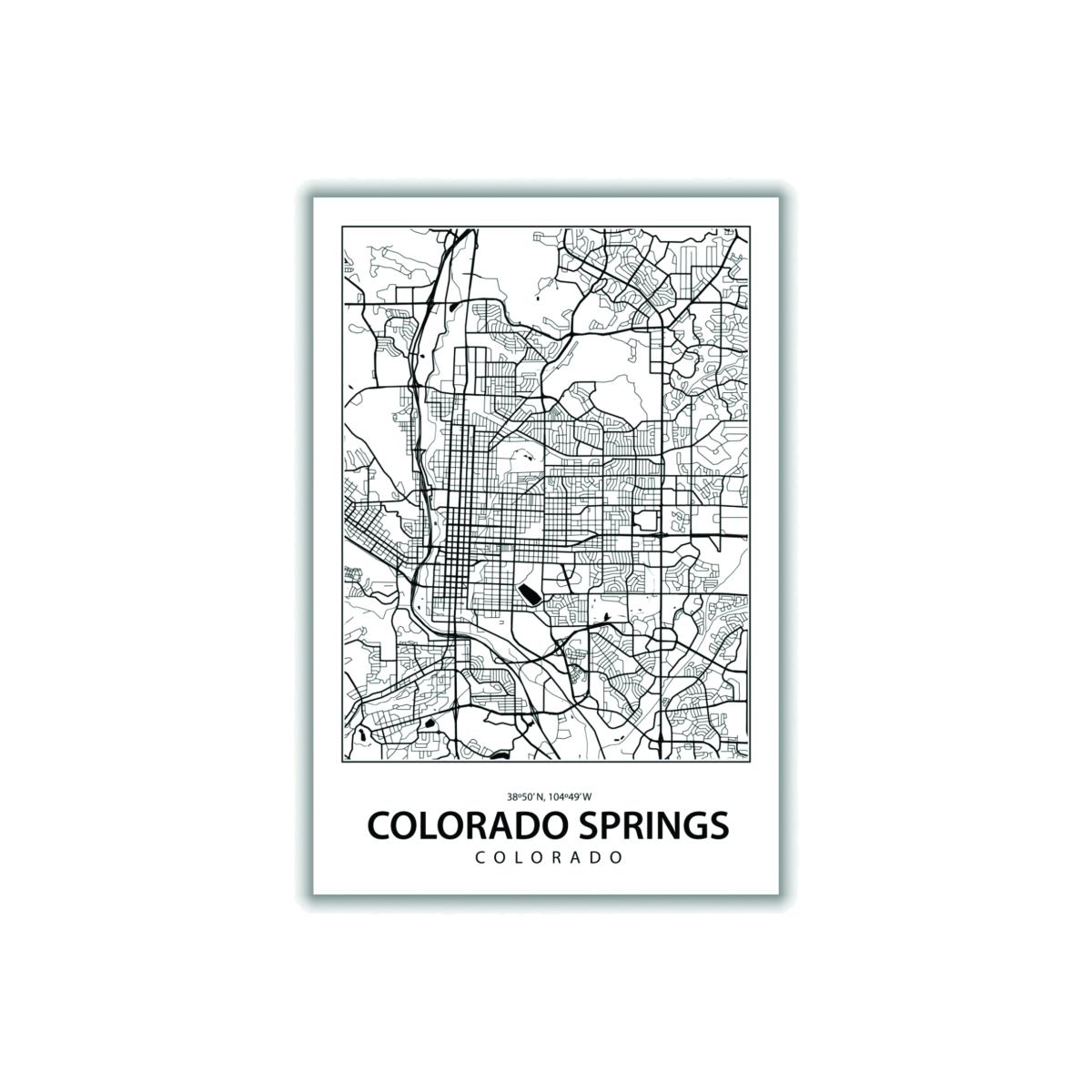 Black Map Of Colorado Springs A2 420 X 594Mm Stanley Print House – image 1